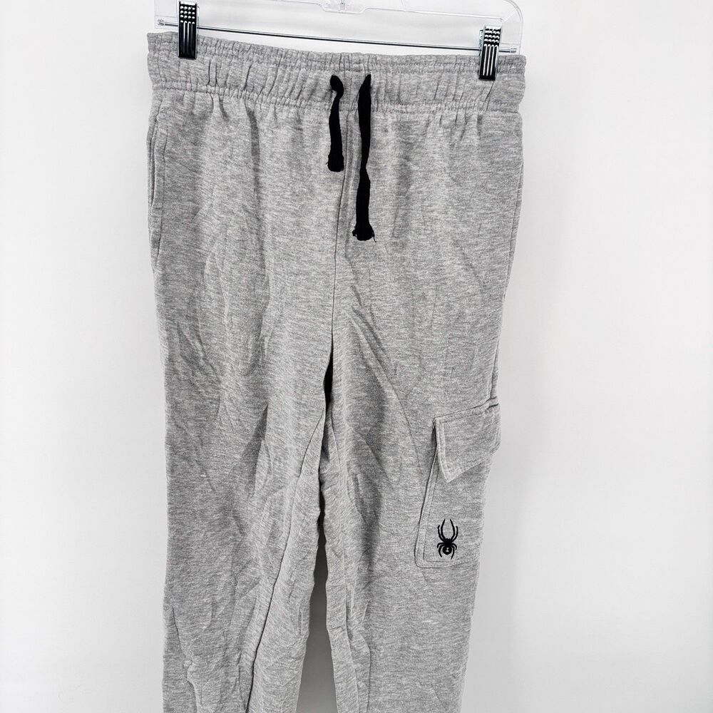 SPYDER Men's S Gray Cargo Jogger Sweatpants Cotton Blend Spider Logo